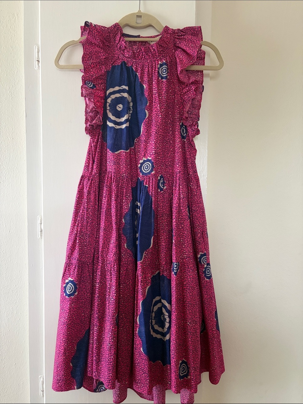 Ulla Johnson Pink and Navy Floral High-Low Dress
